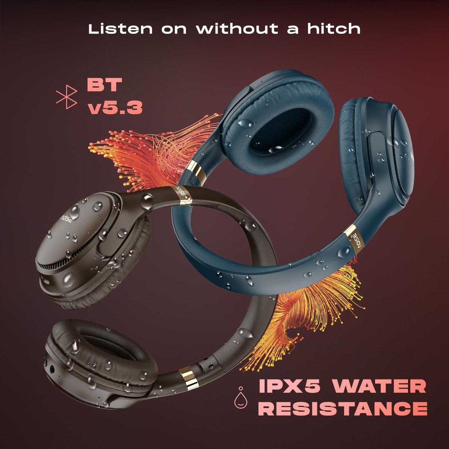 Noise Newly Launched Three Wireless On-Ear Headphones with 70H Playtime, 40mm Driver, Low Latency(up to 45ms),Dual Pairing, BT v5.3 (Space Blue) - Triveni World