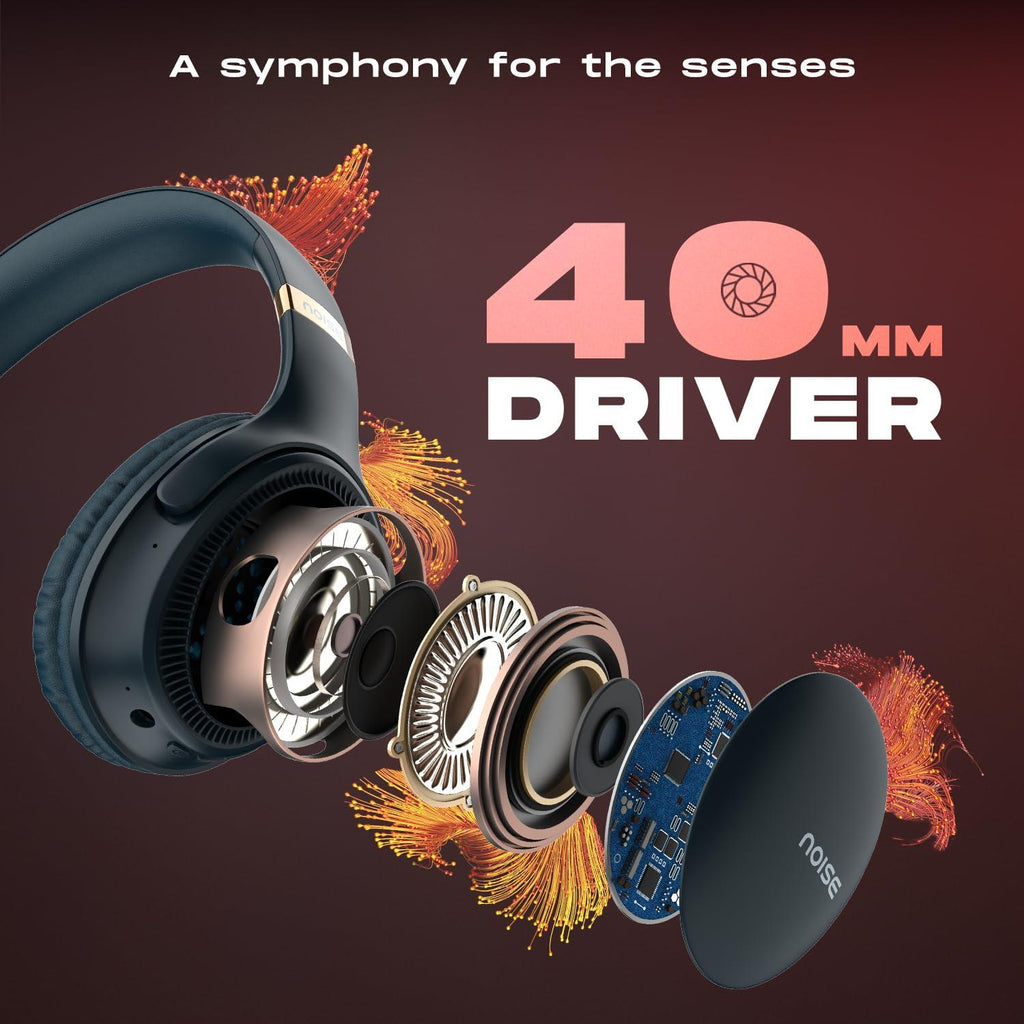 Noise Newly Launched Three Wireless On-Ear Headphones with 70H Playtime, 40mm Driver, Low Latency(up to 45ms),Dual Pairing, BT v5.3 (Space Blue) - Triveni World