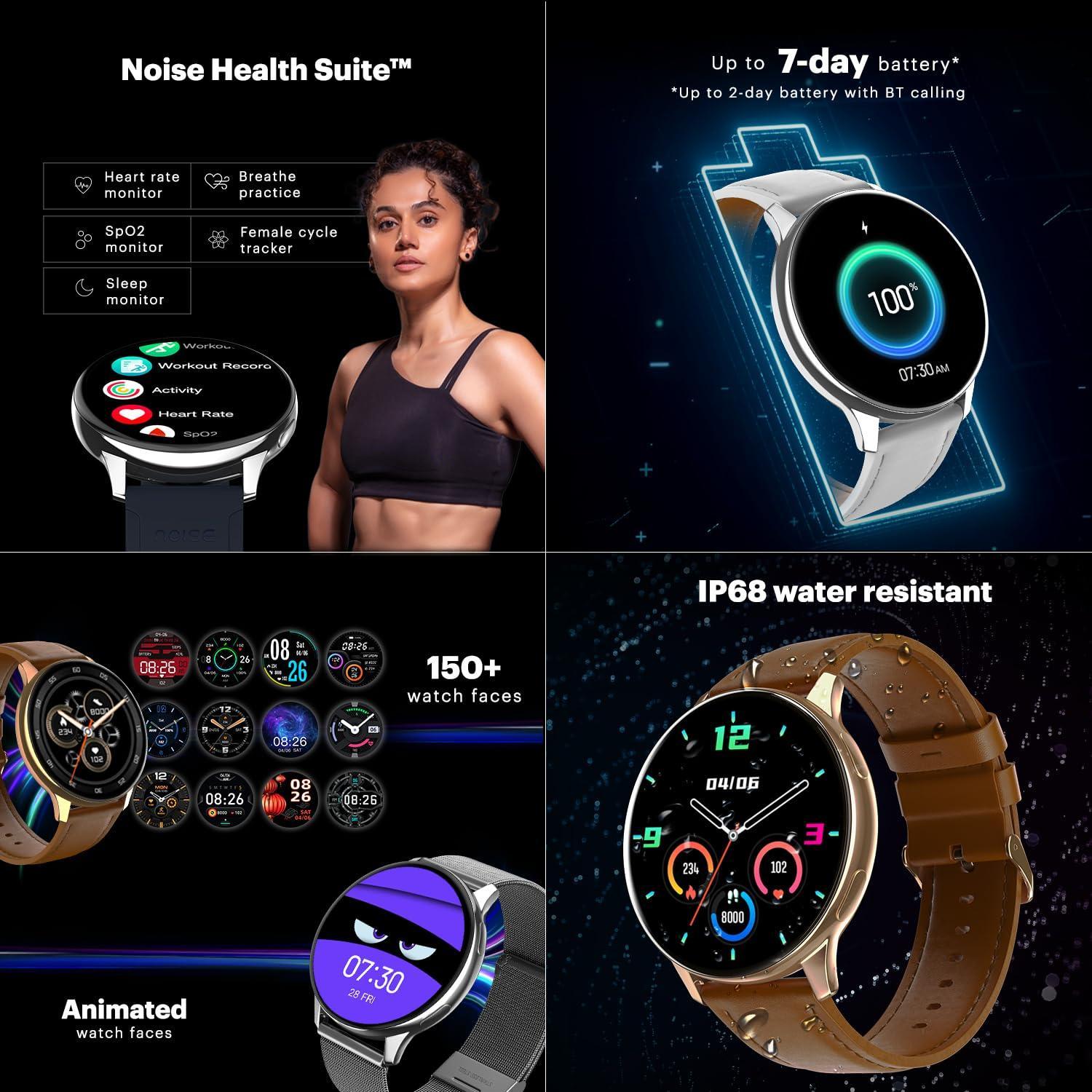 Noise Newly Launched Vortex Plus 1.46” AMOLED Display, AoD, BT Calling, Sleek Metal Finish, 7 Days Battery Life, All New OS with 100+ Watch Faces & Health Suite (Black Link) - Triveni World