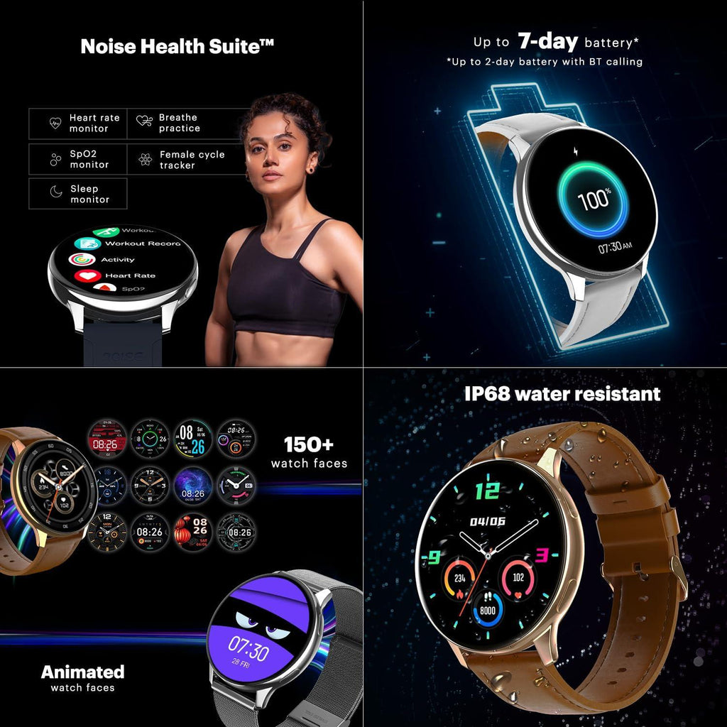 Noise Newly Launched Vortex Plus 1.46” AMOLED Display, AoD, BT Calling, Sleek Metal Finish, 7 Days Battery Life, All New OS with 100+ Watch Faces & Health Suite (Black Link) - Triveni World