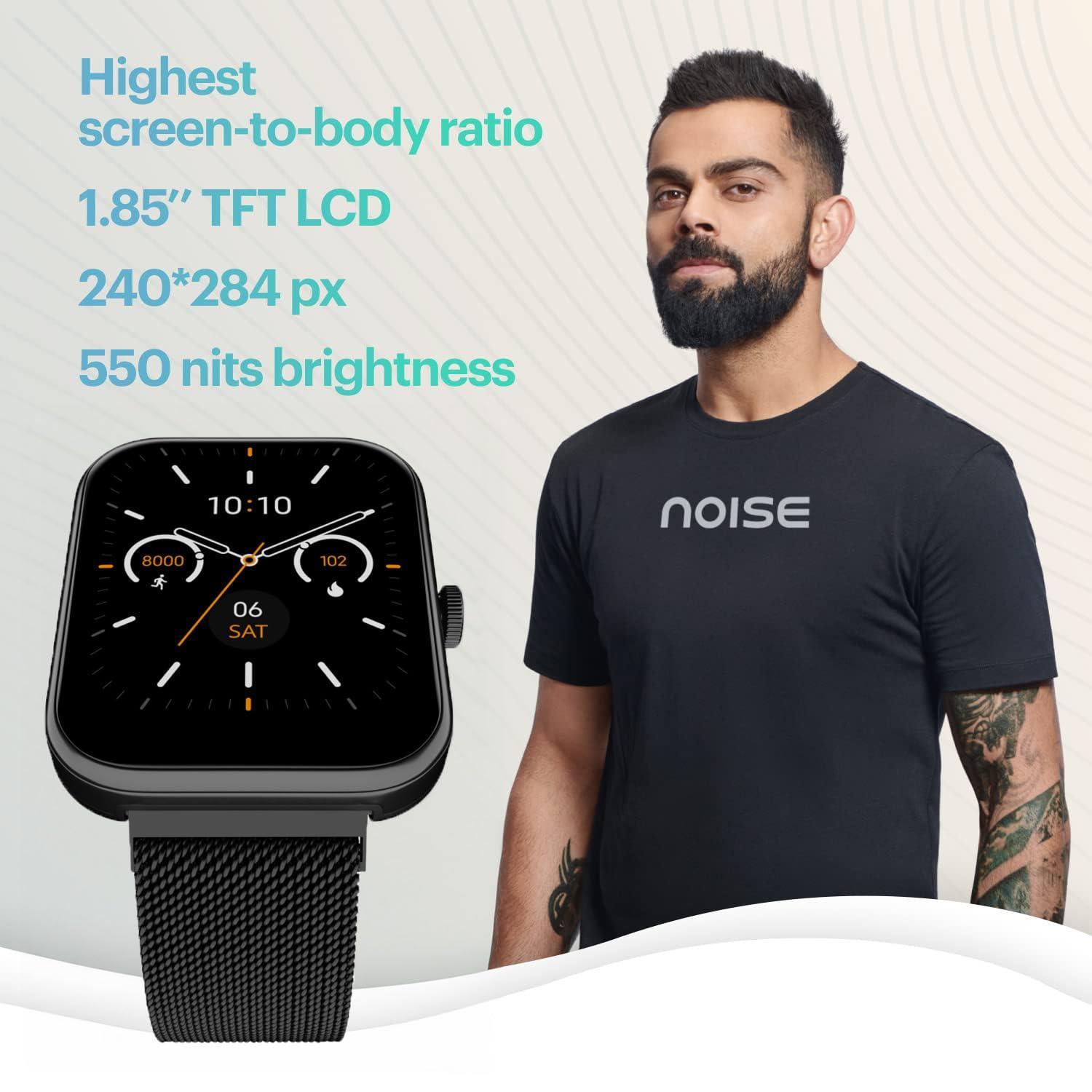 Noise Pulse 2 Max 1.85" Display, Bluetooth Calling Smart Watch, 10 Days Battery, 550 NITS Brightness, Smart DND, 100 Sports Modes, Smartwatch for Men and Women (Elite Black) - Triveni World