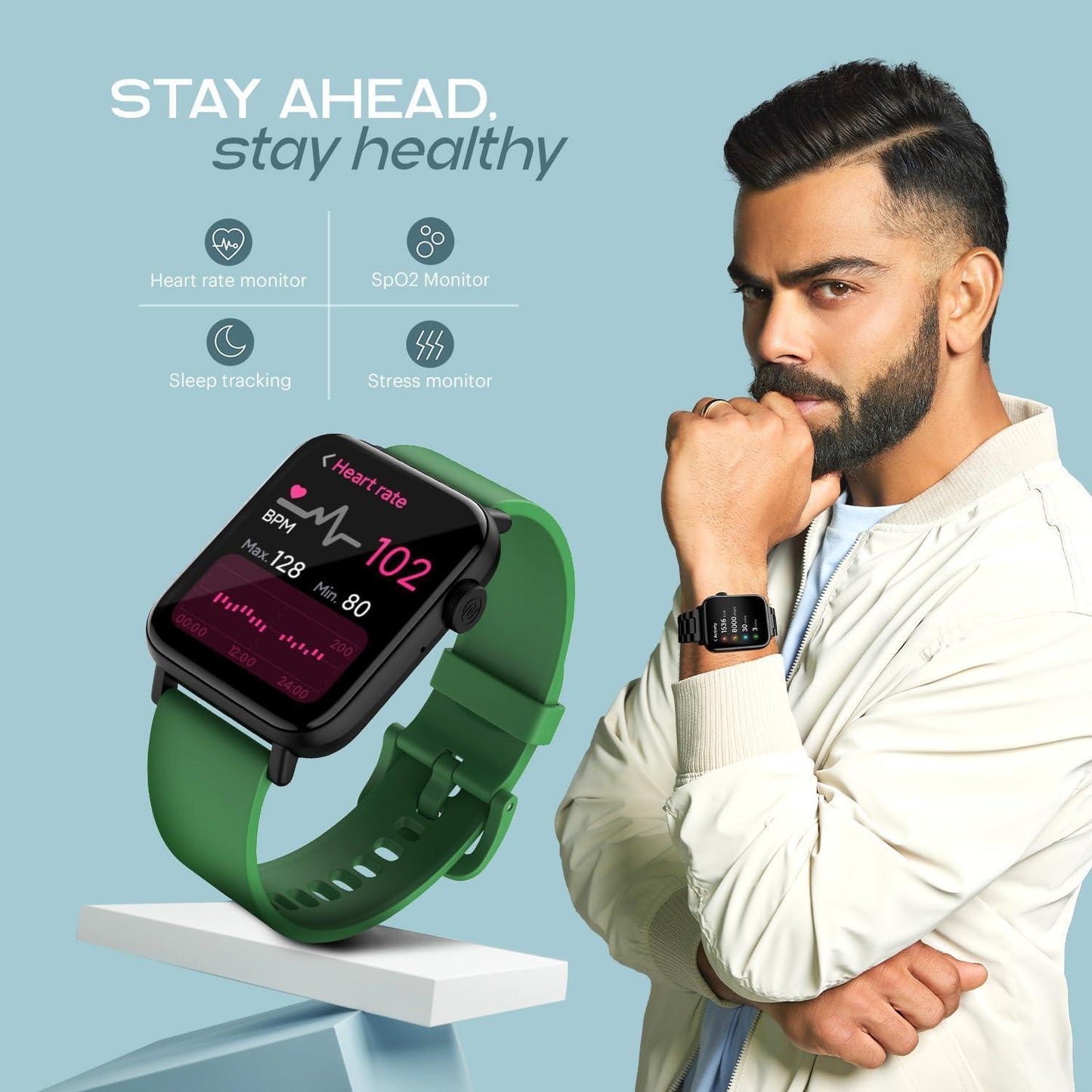 Noise Vivid Call 2 Smart Watch with 1.85” HD Display, BT Calling, IP68 Waterproof, 7 Days Battery Life, Sleep Tracking, 150+ Watch Faces (Forest Green) - Triveni World