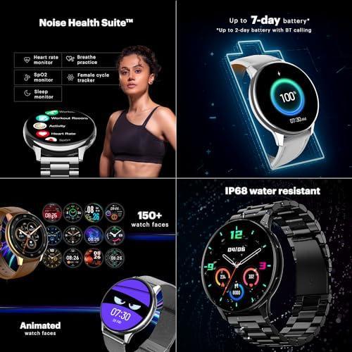 Noise Vortex Plus 1.46” AMOLED Display, AoD BT Calling, Sleek Metal Finish, 7 Days Battery Life, All New OS and with 100+ Watch Faces & Health Suite (Elite Black) - Triveni World