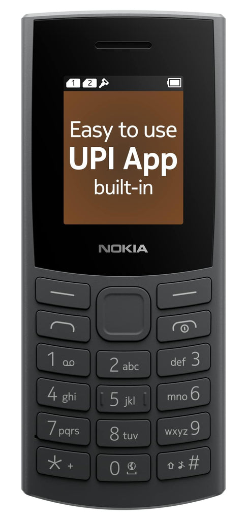 Nokia 106 4G Keypad Phone with 4G, Built-in UPI Payments App, Long-Lasting Battery, Wireless FM Radio & MP3 Player, and MicroSD Card Slot | Charcoal - Triveni World