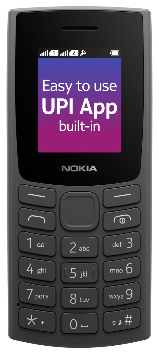 Nokia 106 Single Sim, Keypad Phone with Built-in UPI Payments App, Long-Lasting Battery, Wireless FM Radio & MP3 Player, and MicroSD Card Slot | Charcoal - Triveni World