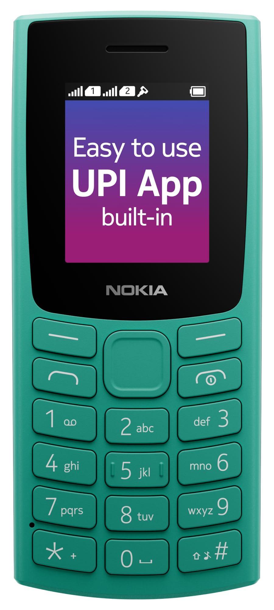 Nokia 106 Single Sim, Keypad Phone with Built-in UPI Payments App, Long-Lasting Battery, Wireless FM Radio & MP3 Player, and MicroSD Card Slot | Green - Triveni World