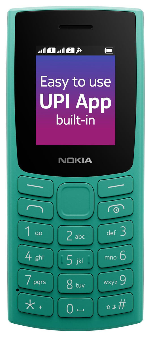 Nokia 106 Single Sim, Keypad Phone with Built-in UPI Payments App, Long-Lasting Battery, Wireless FM Radio & MP3 Player, and MicroSD Card Slot | Green - Triveni World