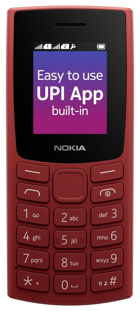 Nokia 106 Single Sim, Keypad Phone with Built-in UPI Payments App, Long-Lasting Battery, Wireless FM Radio & MP3 Player, and MicroSD Card Slot | Red - Triveni World