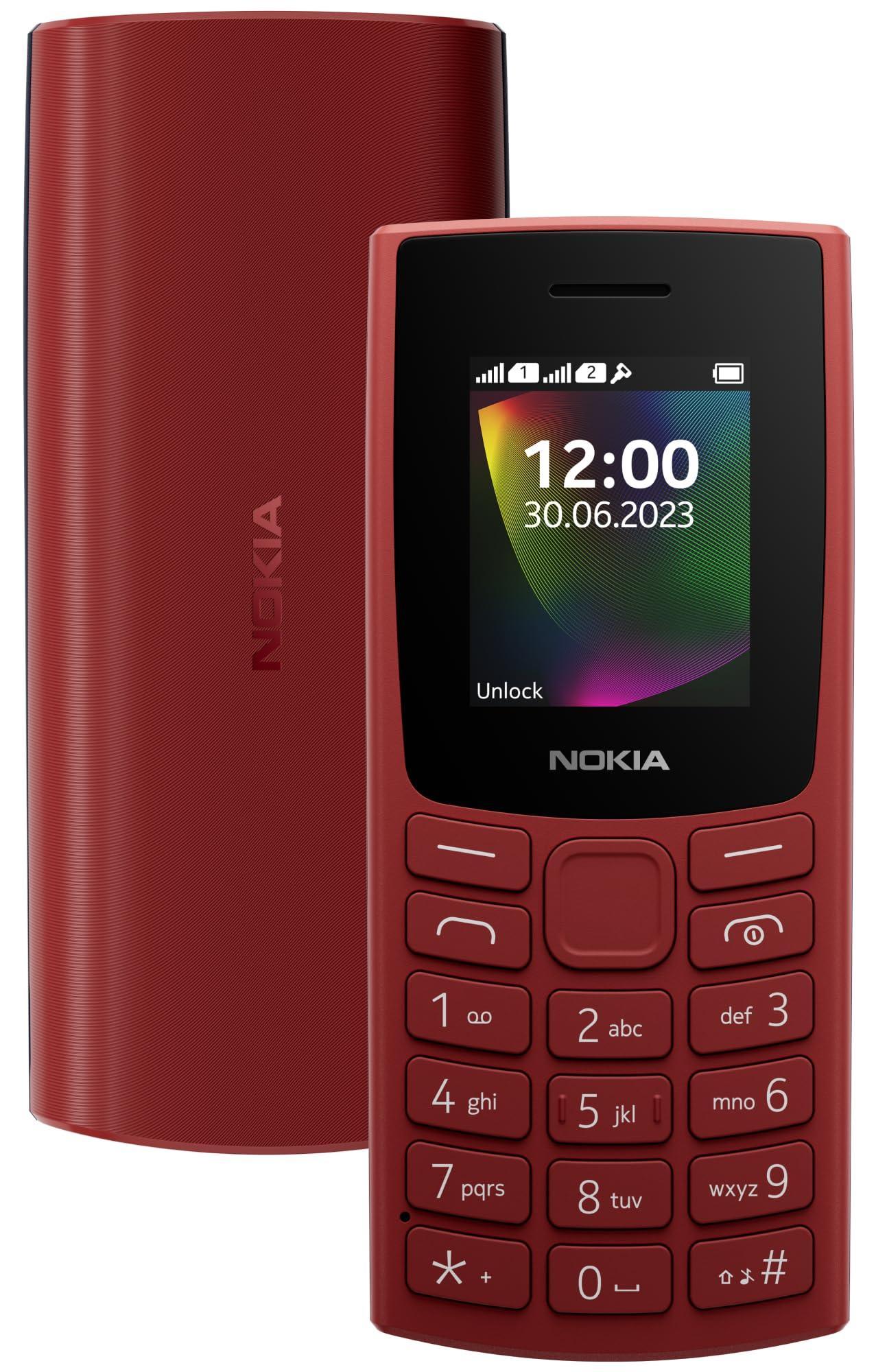 Nokia 106 Single Sim, Keypad Phone with Built-in UPI Payments App, Long-Lasting Battery, Wireless FM Radio & MP3 Player, and MicroSD Card Slot | Red - Triveni World