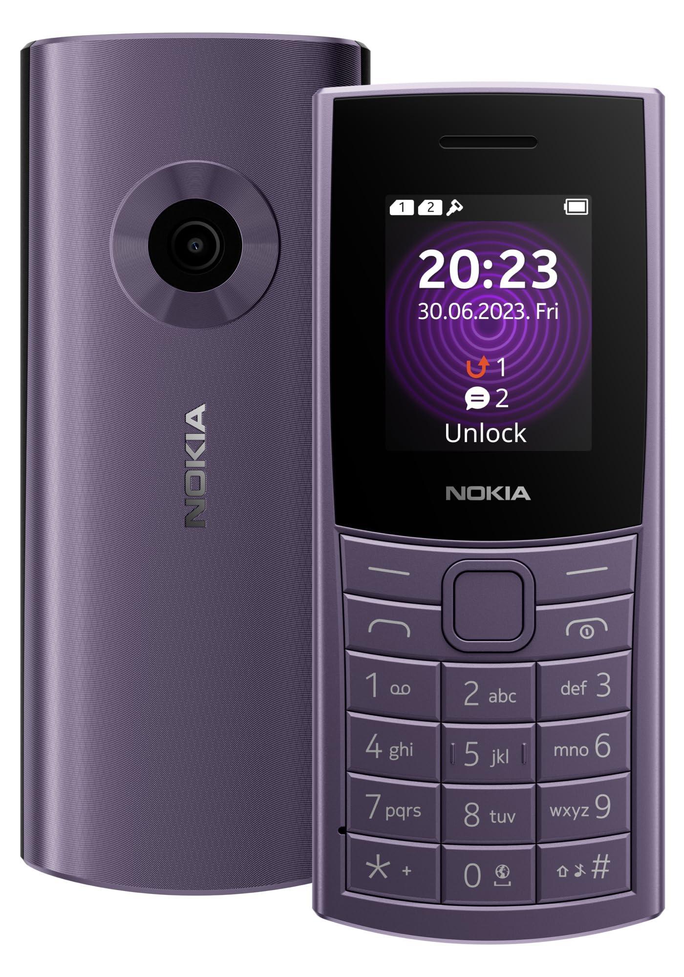 Nokia 110 4G with 4G, Camera, Bluetooth, FM Radio, MP3 Player, MicroSD, Long-Lasting Battery, and pre-Loaded Games | Purple - Triveni World