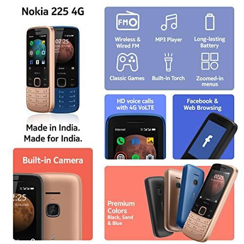 Nokia 225 4G Dual SIM Feature Phone with Long Battery Life, Camera, Multiplayer Games, and Premium Finish – Black Colour - Triveni World