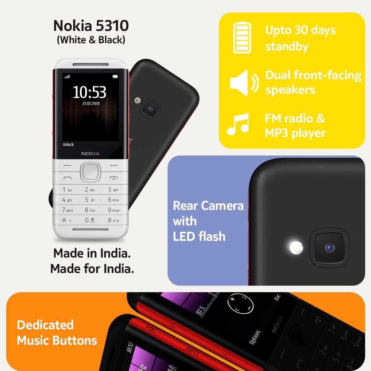 Nokia 5310 Dual SIM Keypad Phone with MP3 Player, Wireless FM Radio and Rear Camera with Flash | Black/Red - Triveni World