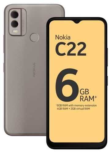 Nokia C22 | 3-Day Battery Life | 6GB RAM (4GB RAM + 2GB Virtual RAM) | 13 MP Dual Rear AI Camera with Night & Portrait Mode | IP52 | Sand - Triveni World