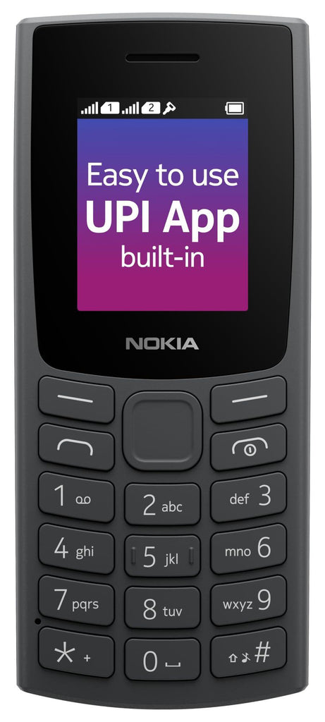 Nokia (Renewed) 106 Dual Sim, Keypad Phone with Built-in UPI Payments App, Long-Lasting Battery, Wireless FM Radio & MP3 Player, and MicroSD Card Slot | Charcoal - Triveni World