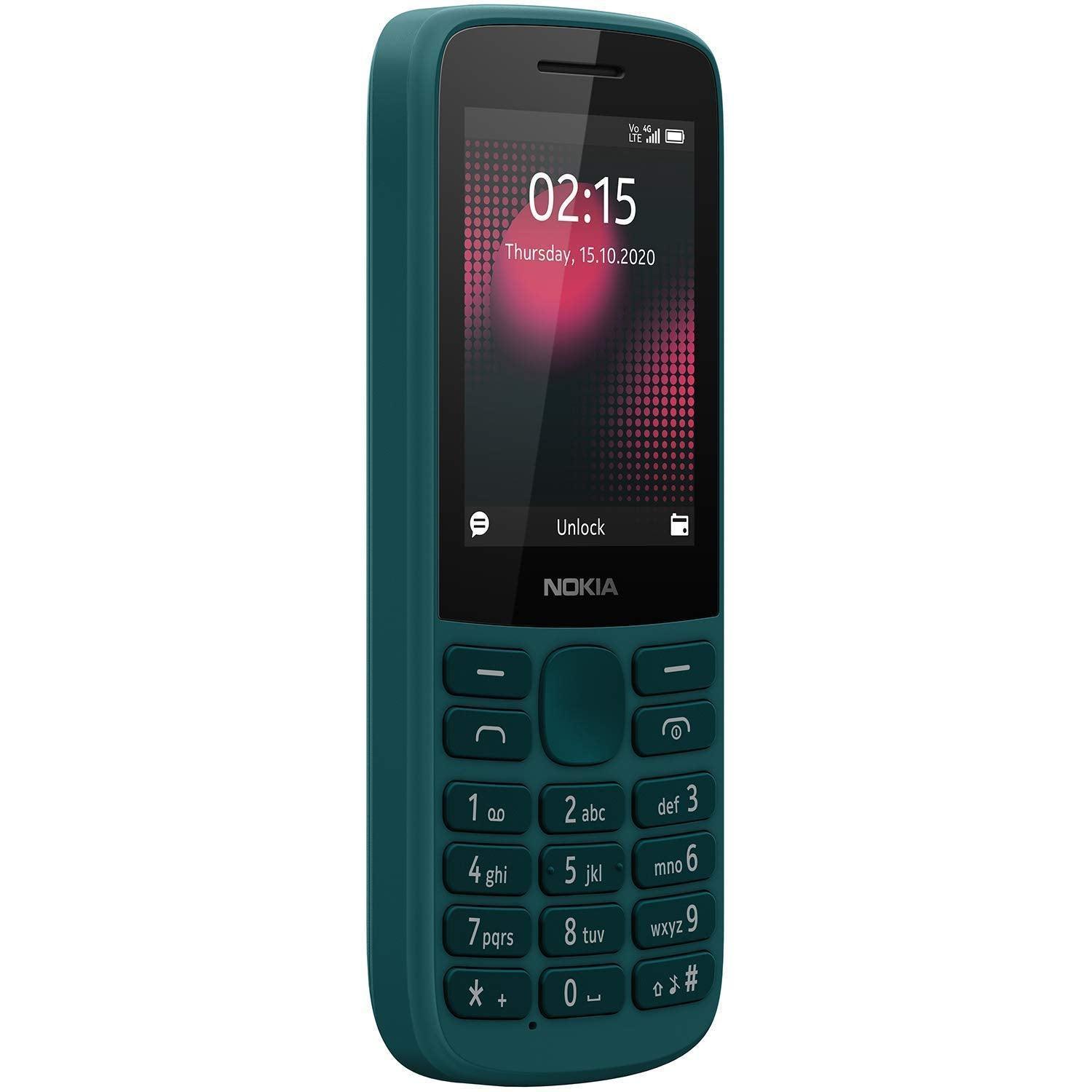 Nokia (Renewed) 215 4G Dual SIM 4G Phone with Long Battery Life, Multiplayer Games, Wireless FM Radio and Durable Ergonomic Design – Cyan Green_124.7 x 51.0 x 13.7 mm - Triveni World