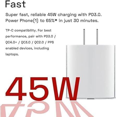 Nothing Phone 2A 45W,USB-C Compatible with 45W USB C Charger Adapter Compatible with Nothing Phone 2a/Phone 2/Phone 1/Buds/Ear Stick/Laptop USB C Fast Power Rapidly Charging Support 45 Power Charger - Triveni World