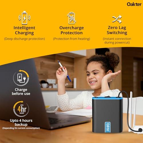 Oakter Mini UPS for 12V WiFi Router Broadband Modem | Backup Upto 4 Hours | WiFi Router UPS Power Backup During Power Cuts | UPS Broadband Modem | Current Surge & Deep Discharge Protection - Triveni World