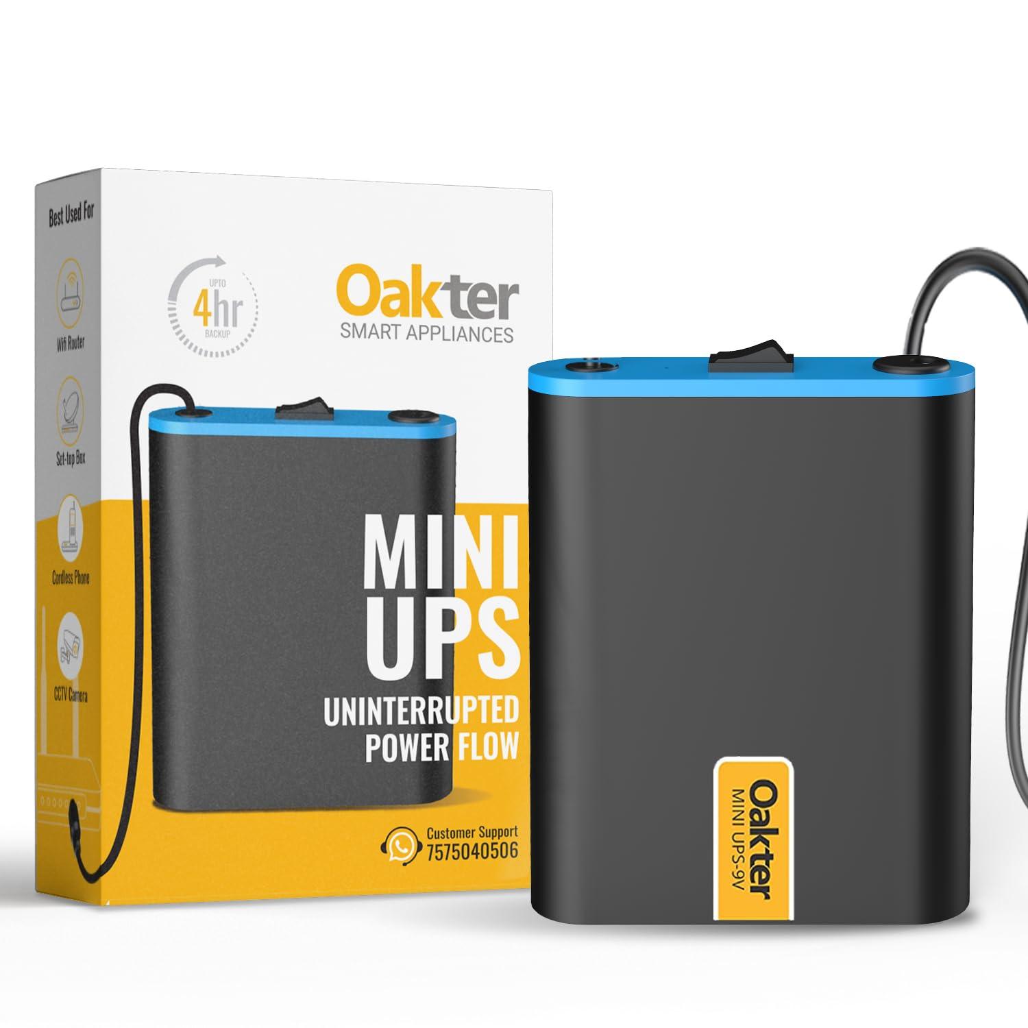 Oakter Mini UPS for 9V WiFi Router Backup Upto 4 Hours | WiFi Router UPS Power Backup During Power Cuts | UPS for 9V Router Broadband Modem | Current Surge & Deep Discharge Protection - Triveni World