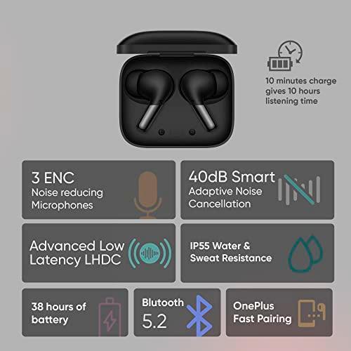 OnePlus Buds Pro Bluetooth Truly Wireless in Ear Earbuds with mic, Smart Adaptive Noise Cancellation, 10 Minutes Warp Charge, Upto 38 Hours Battery, Zen Mode, Bluetooth 5.2v (Matte Black) - Triveni World