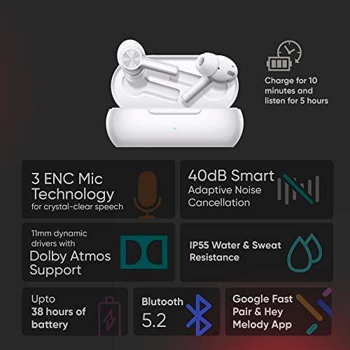 OnePlus Buds Z2 Bluetooth Truly Wireless in Ear Earbuds with mic, Active Noise Cancellation, 10 Minutes Flash Charge & Upto 38 Hours Battery (Pearl White) - Triveni World