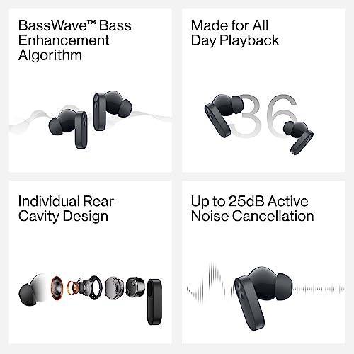 OnePlus Nord Buds 2 TWS in Ear Earbuds with Mic, Upto 25dB ANC 12.4mm Dynamic Titanium Drivers, Playback:Upto 36hr case, 4-Mic Design, IP55 Rating, Fast Charging [White] - Triveni World