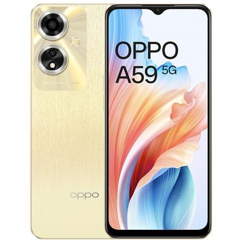 OPPO A59 5G (Silk Gold, 4GB RAM, 128GB Storage) | 5000 mAh Battery with 33W SUPERVOOC Charger | 6.56" HD+ 90Hz Display | with No Cost EMI/Additional Exchange Offers - Triveni World