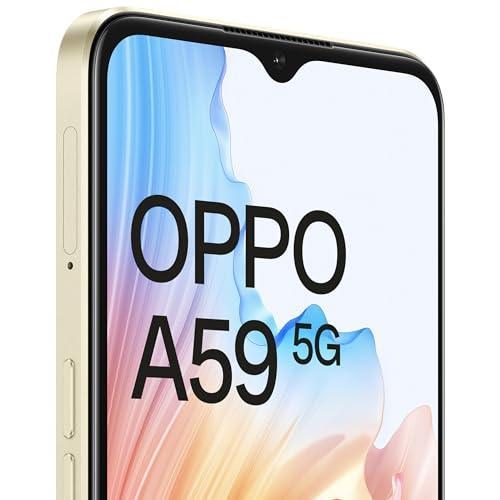 OPPO A59 5G (Silk Gold, 6GB RAM, 128GB Storage) | 5000 mAh Battery with 33W SUPERVOOC Charger | 6.56" HD+ 90Hz Display | with No Cost EMI/Additional Exchange Offers - Triveni World