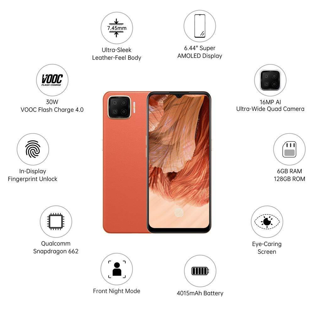 Oppo F17 (Dynamic Orange, 6GB RAM, 128GB Storage) with No Cost EMI/Additional Exchange Offers - Triveni World