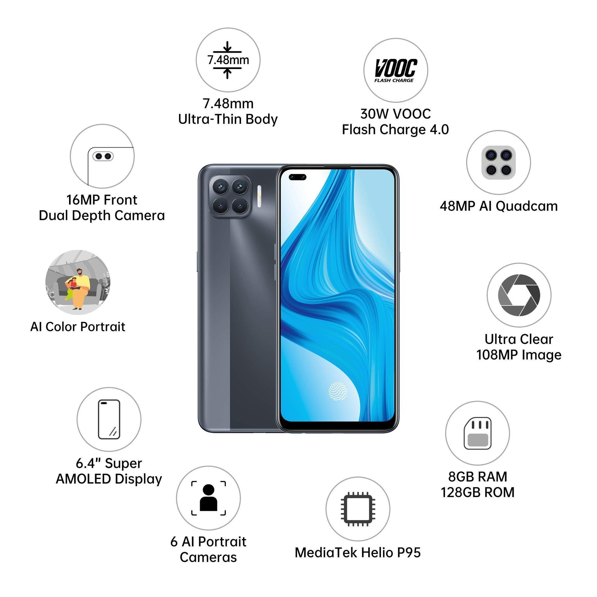 OPPO F17 Pro (Matte Black, 8GB RAM, 128GB Storage) with No Cost EMI/Additional Exchange Offers - Triveni World