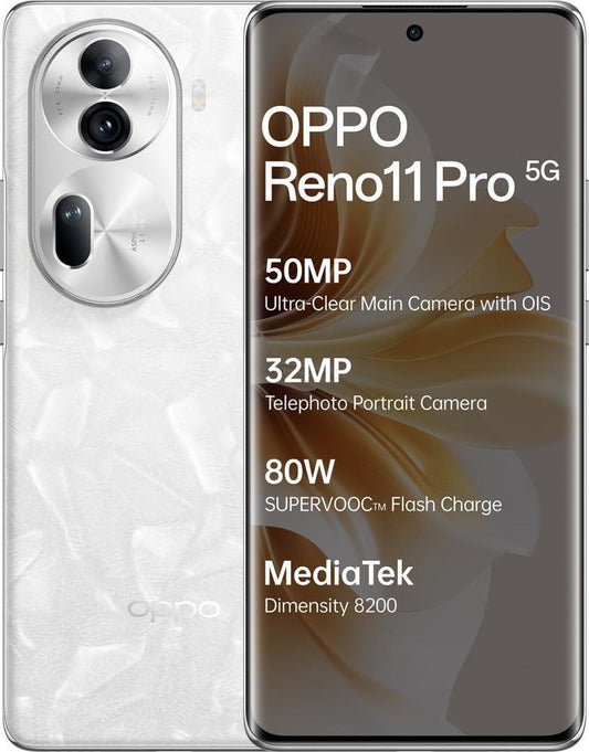 Oppo Reno 11 Pro 5G Smartphone (Pearl White, 12GB RAM+ 256GB Storage) Refurbished - Triveni World