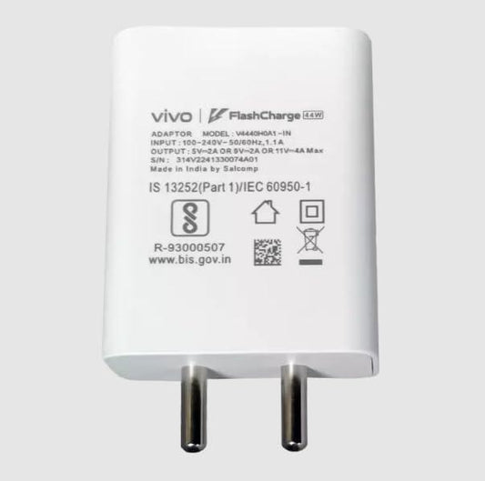 Original 44w Vivo Flash Charger USB Adapter Compatible with Vivo V25 5G/V23 5G/V23 E 5G/V23PRO 5G/Y35/Y75/Y73/V25/V23/V325E/V21/V21 PRO/V20 PRO/V20/V19/T144W/IQOO Z6/Z6 LITE 5G (Original 44w Adapter) - Triveni World