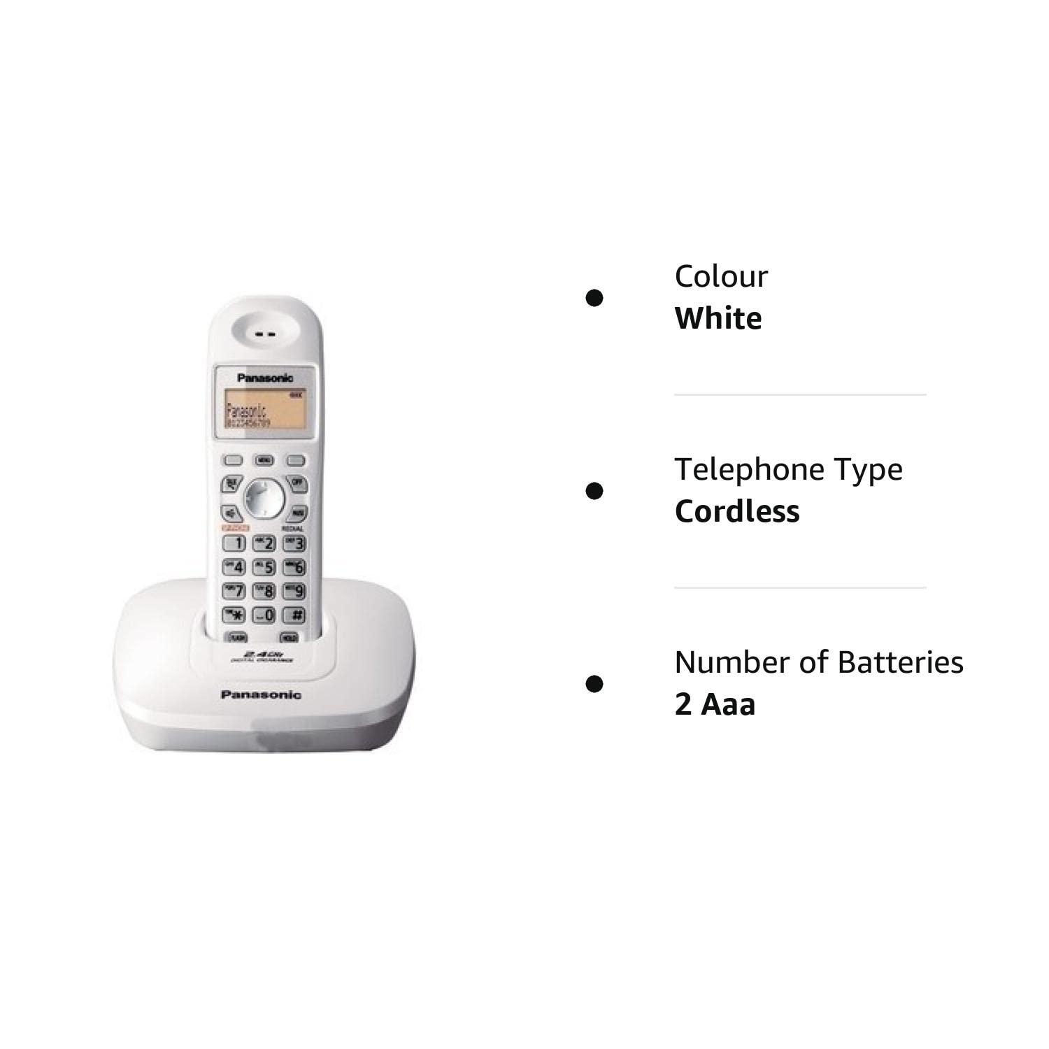 Panasonic Single Line 2.4 KX-TG3611SX Digital Cordless Landline Phone (White) - Triveni World