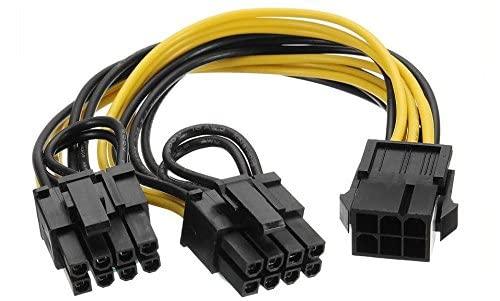 Paruht 6 Pin to Dual PCIe 8 Pin (6+2) Graphics Card PCI Express Power Adapter GPU VGA Y-Splitter Extension Cable Mining Video Card Power Cable,Black,Yellow - Triveni World