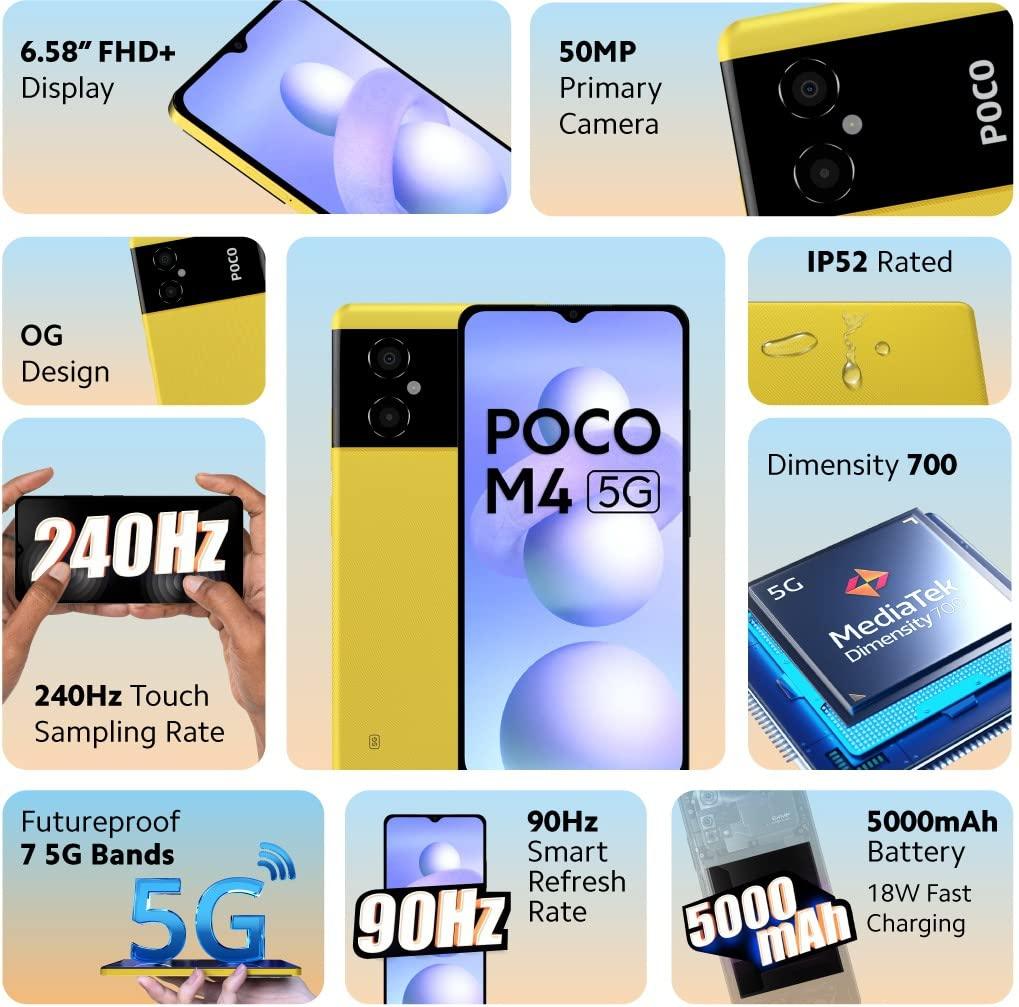 POCO M4 5G (Yellow, 4GB RAM 64GB RAM) - Triveni World
