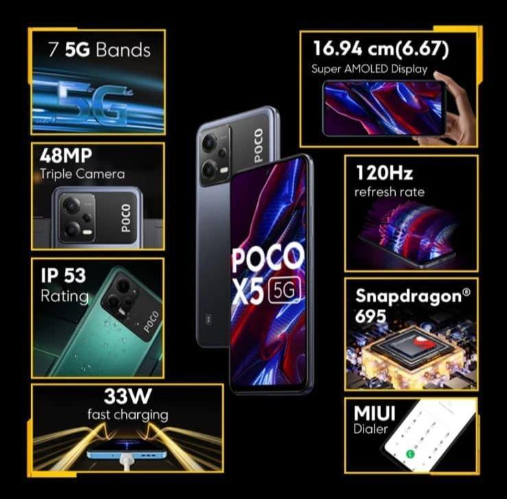 POCO X5 5G (Jaguar Black, 128 GB) (6 GB RAM) - Triveni World