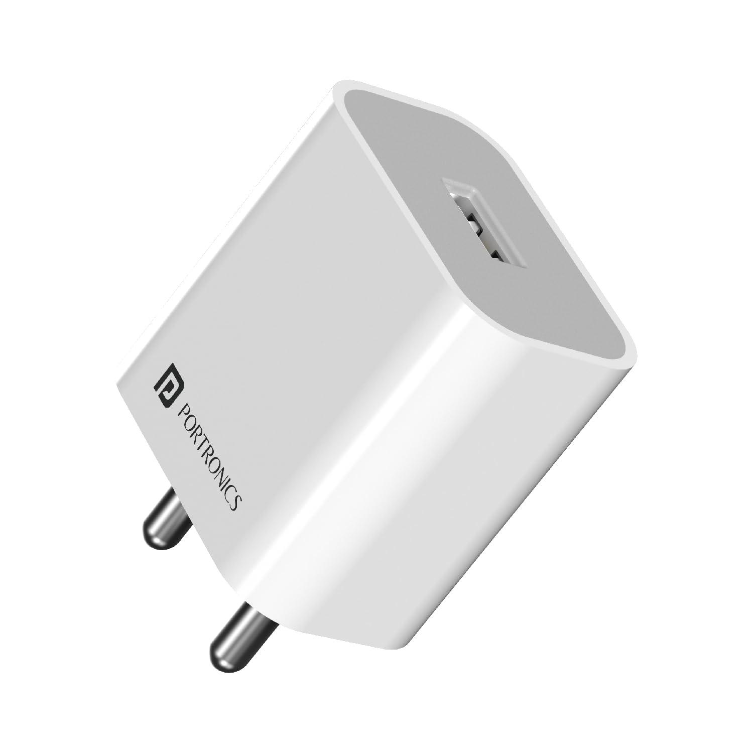 Portronics Adapto 12 2.4A 12W Fast Wall Charger for iPhone 11/Xs/XS Max/XR/X/8/7/6/Plus, iPad Pro/Air 2/Mini 3/Mini 4, Samsung S4/S5, and More(White) - Triveni World