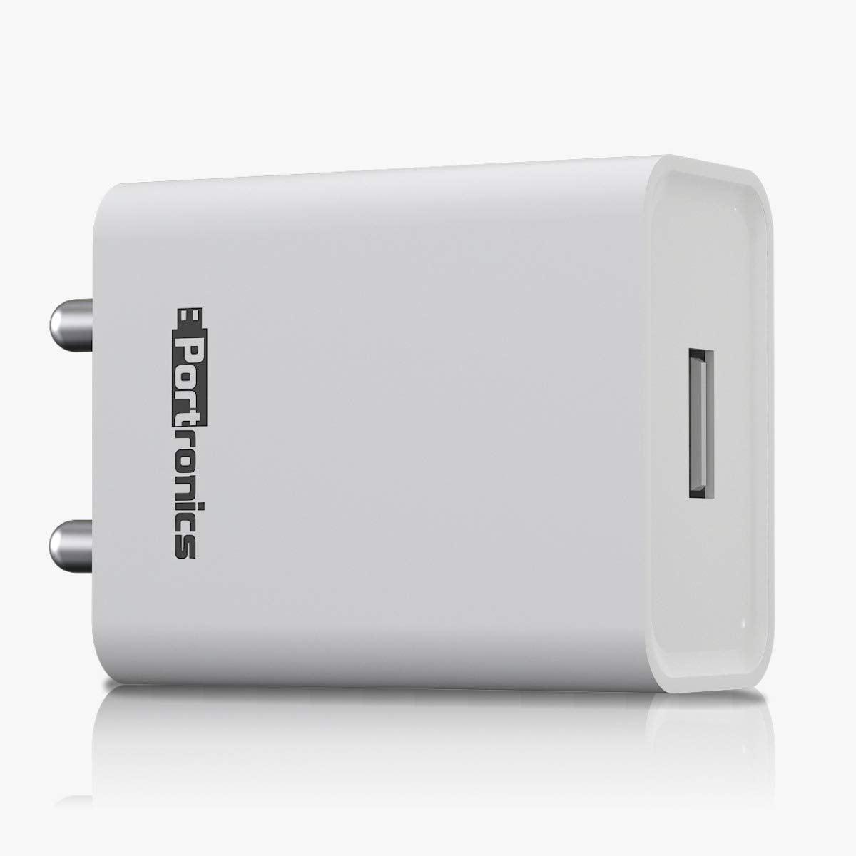 Portronics Adapto 62 POR-1062 USB Wall Adapter with 2.4A Fast Charging Single USB Port Without Cable for All iOS & Android Devices (White) - Triveni World