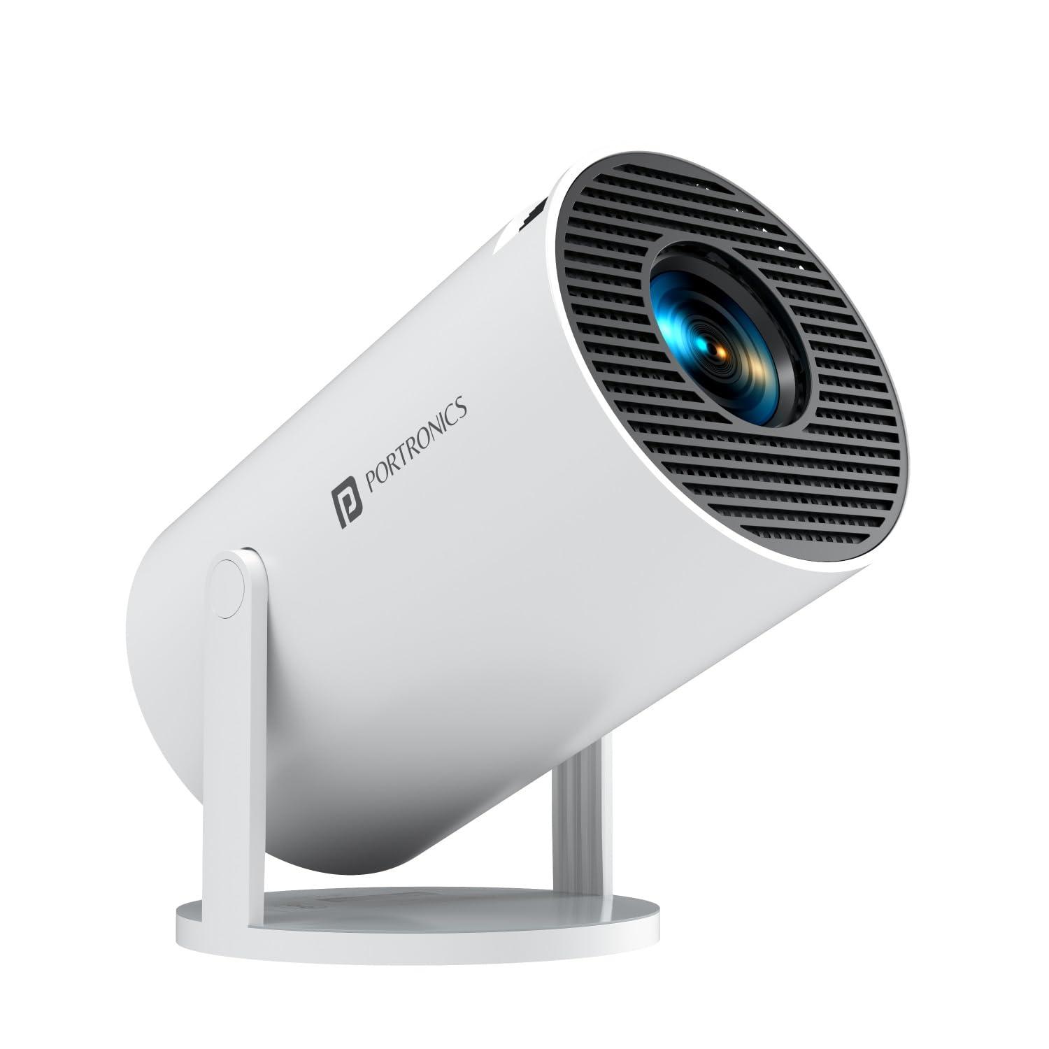 Portronics Beem 440 Smart LED Projector with 720p HD Resolution, Rotatable Design, Built-in Streaming Apps (Netflix, Prime Video, Hotstar), 2000 Lumens, Screen Mirroring, 3 Watts Speaker (White) - Triveni World