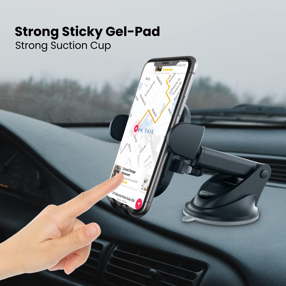 Portronics Clamp M2 Adjustable Car Mobile Phone Holder Stand for Dashboard & Windshield, 360° Rotational, Strong Suction Cup, Compatible with 4 to 6 inch Devices(Black) - Triveni World