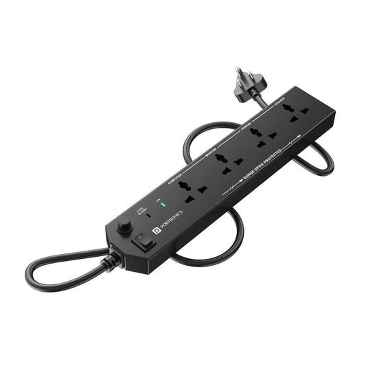 Portronics Power Plate 10 Extension Board with 4 Universal Sockets, 3 Meter Long Cord, 1500 Watts, 6 Amp Multi Plug for Office & Home Appliances (Black) - Triveni World