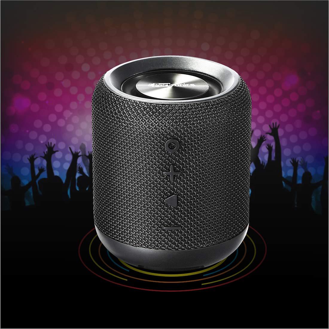 Portronics SoundDrum 10W Portable Bluetooth Stereo Speaker with Powerful Bass, Aux 3.5 mm, In-Built Mic, FM Radio, 6-7 Hrs Playtime(Black) - Triveni World