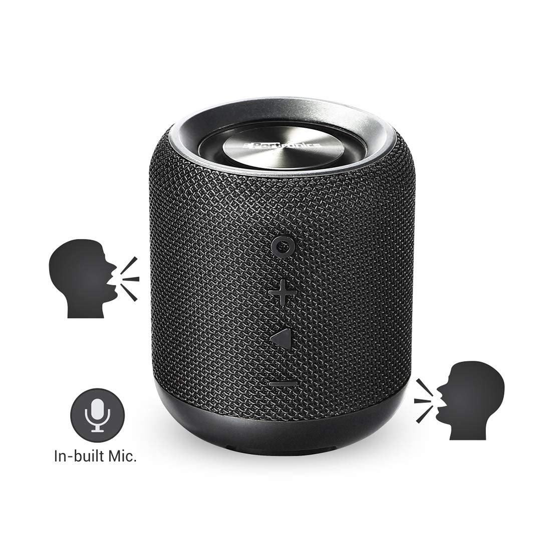 Portronics SoundDrum 10W Portable Bluetooth Stereo Speaker with Powerful Bass, Aux 3.5 mm, In-Built Mic, FM Radio, 6-7 Hrs Playtime(Black) - Triveni World