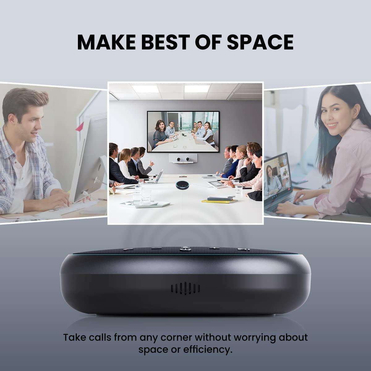 Portronics Talk One Noise Cancellation Conference Speaker with 5M Microphone Coverage, 360° Voice Coverage for Zoom, Skype, Meet, Webinar, Conference Calls(Black) - Triveni World