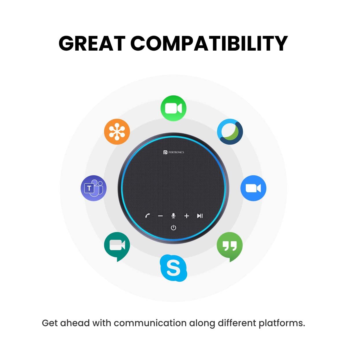 Portronics Talk One Noise Cancellation Conference Speaker with 5M Microphone Coverage, 360° Voice Coverage for Zoom, Skype, Meet, Webinar, Conference Calls(Black) - Triveni World