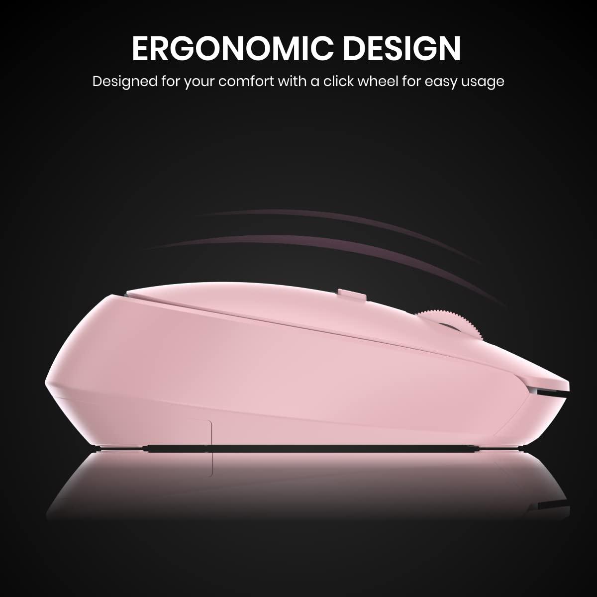 Portronics Toad 23 Wireless Optical Mouse with 2.4GHz, USB Nano Dongle, Optical Orientation, Click Wheel, Adjustable DPI(Pink) - Triveni World