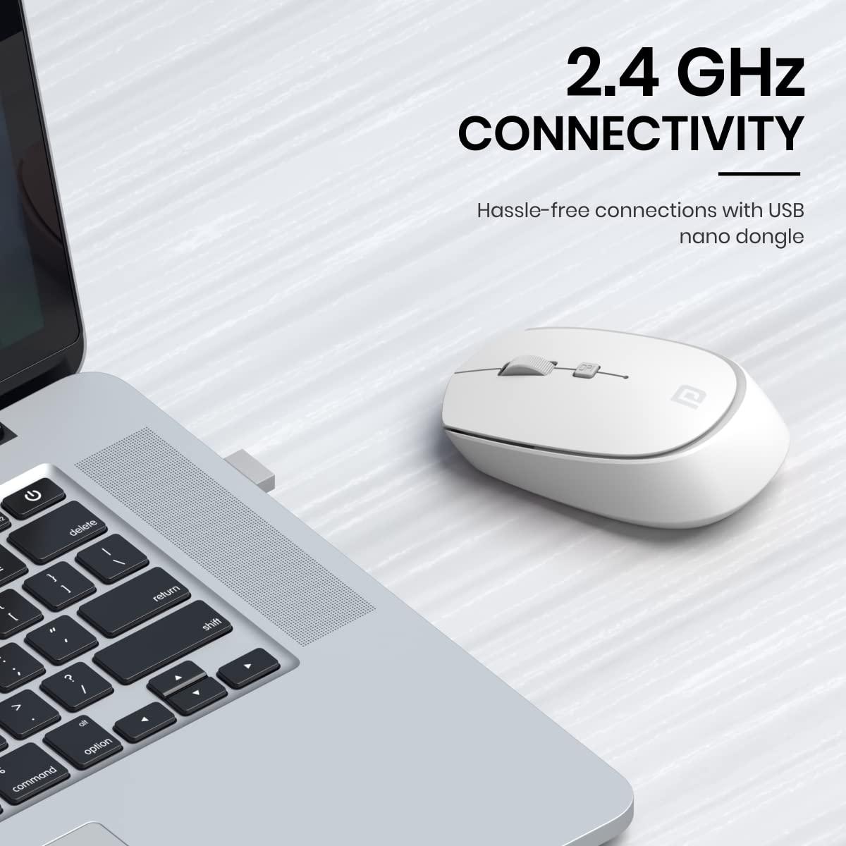 Portronics Toad 23 Wireless Optical Mouse with 2.4GHz, USB Nano Dongle, Optical Orientation, Click Wheel, Adjustable DPI(White) - Triveni World