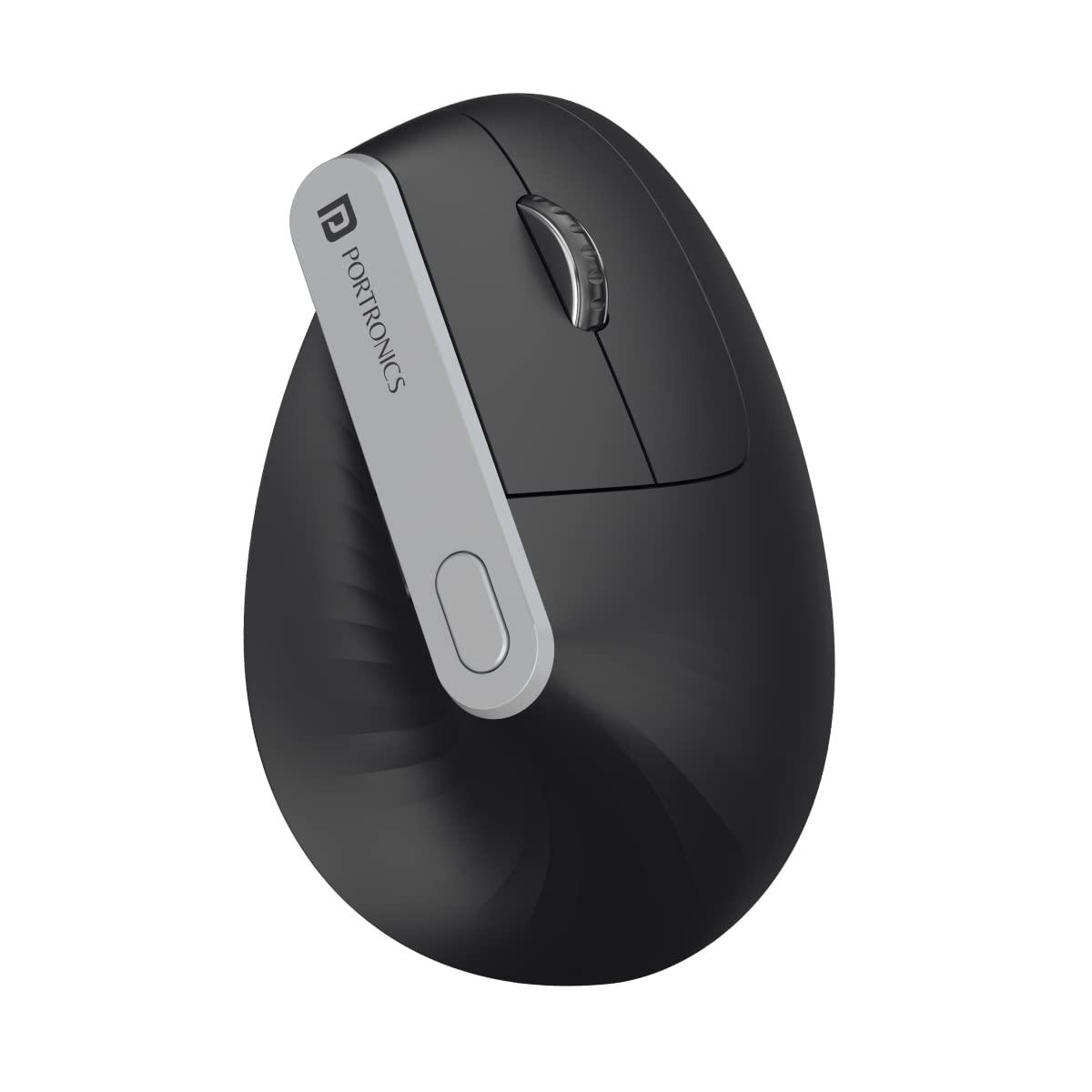 Portronics Toad Ergo Vertical Advanced Wireless Ergonomic Mouse 2.4Ghz, 6D Button, Wrist Support, Adjustable DPI upto 1200, Supports Hand Posture(Black) - Triveni World