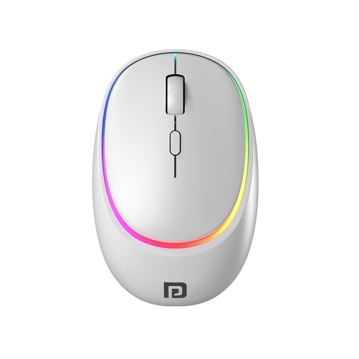 Portronics Toad IV Bluetooth Mouse with 2.4 GHz Wireless (Dual Connectivity), Rechargeable, Connect up to 3 Devices, RGB Lights, Adjustable Optical DPI, for Laptop, PC, Tablet, Smartphone (White) - Triveni World