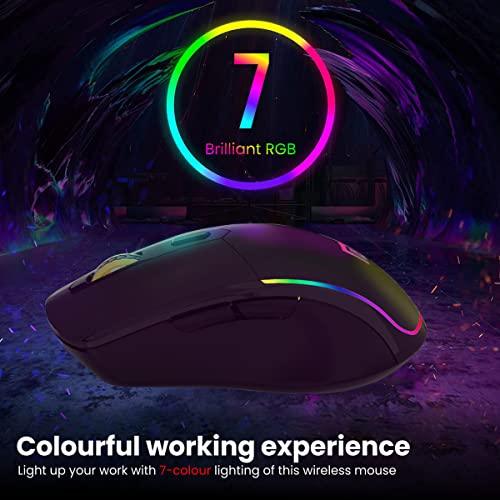 Portronics Toad One Bluetooth Mouse with 2.4 GHz & BT 5.3 Dual Wireless, 6 Buttons, Rechargeable, RGB Lights, Connect 3 Devices, Ergonomic Design for Laptop, Smartphone, Tablet (Black) - Triveni World