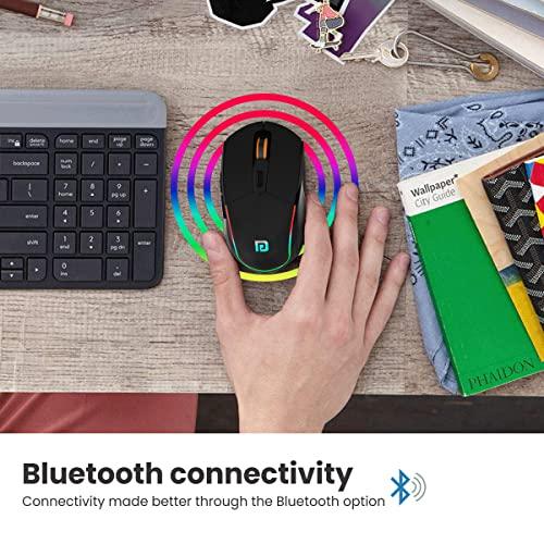 Portronics Toad One Bluetooth Mouse with 2.4 GHz & BT 5.3 Dual Wireless, 6 Buttons, Rechargeable, RGB Lights, Connect 3 Devices, Ergonomic Design for Laptop, Smartphone, Tablet (Black) - Triveni World